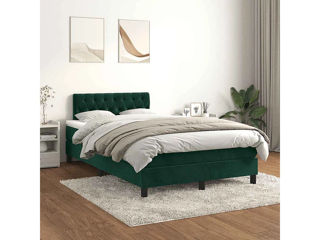 Sommier à lattes de lit et matelas Vert foncé 120x200cm Velours
