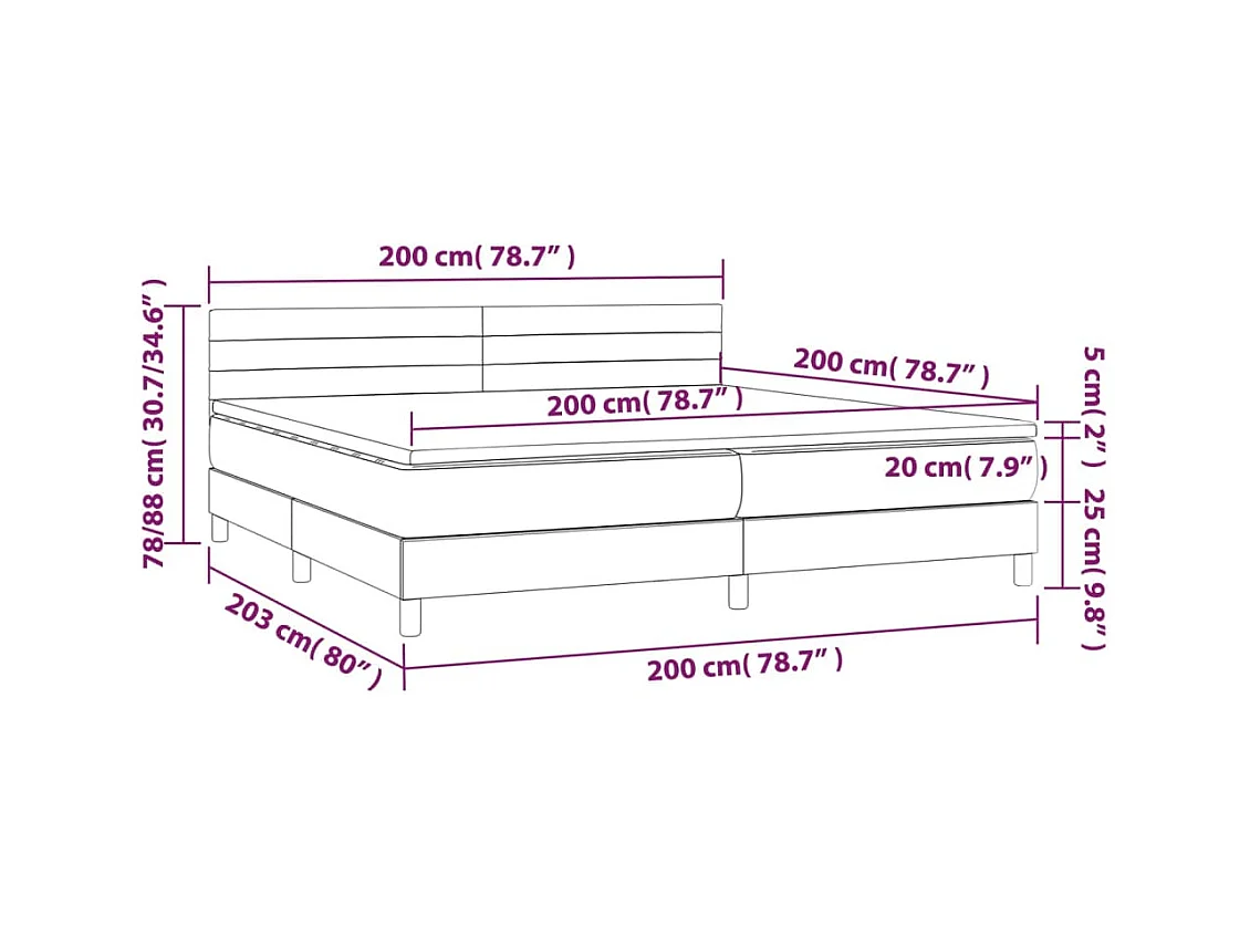 Boxspringbett mit Matratze Schwarz 200x200 cm Samt