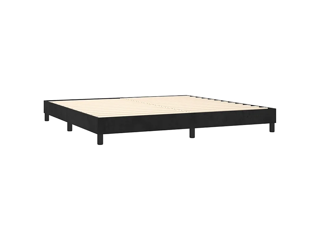 Sommier à lattes de lit et matelas Noir 200x200 cm Velours