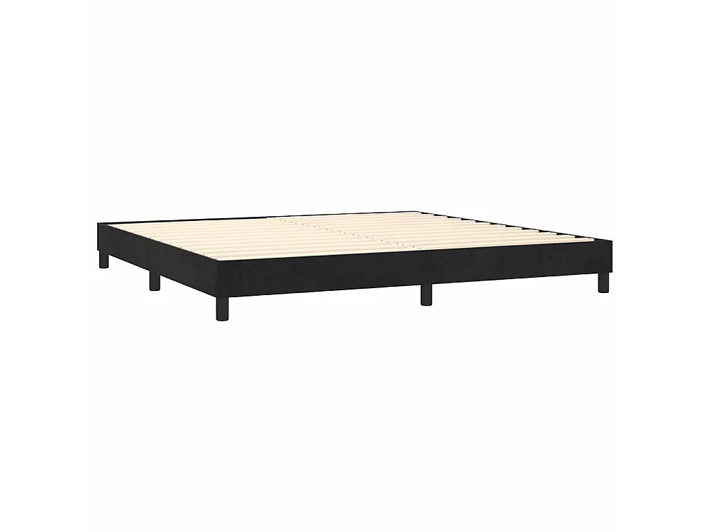 Sommier à lattes de lit et matelas Noir 200x200 cm Velours