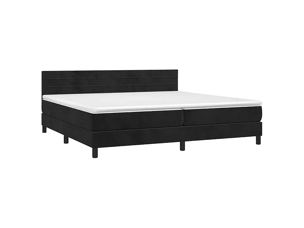 Cama box spring con colchón terciopelo negro 200x200 cm