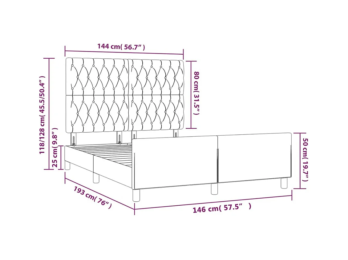 Bettgestell mit Kopfteil Rosa 140x190 cm Samt
