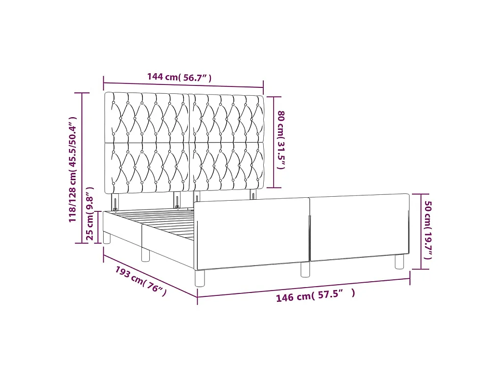 Bedframe met hoofdeinde fluweel roze 140x190 cm