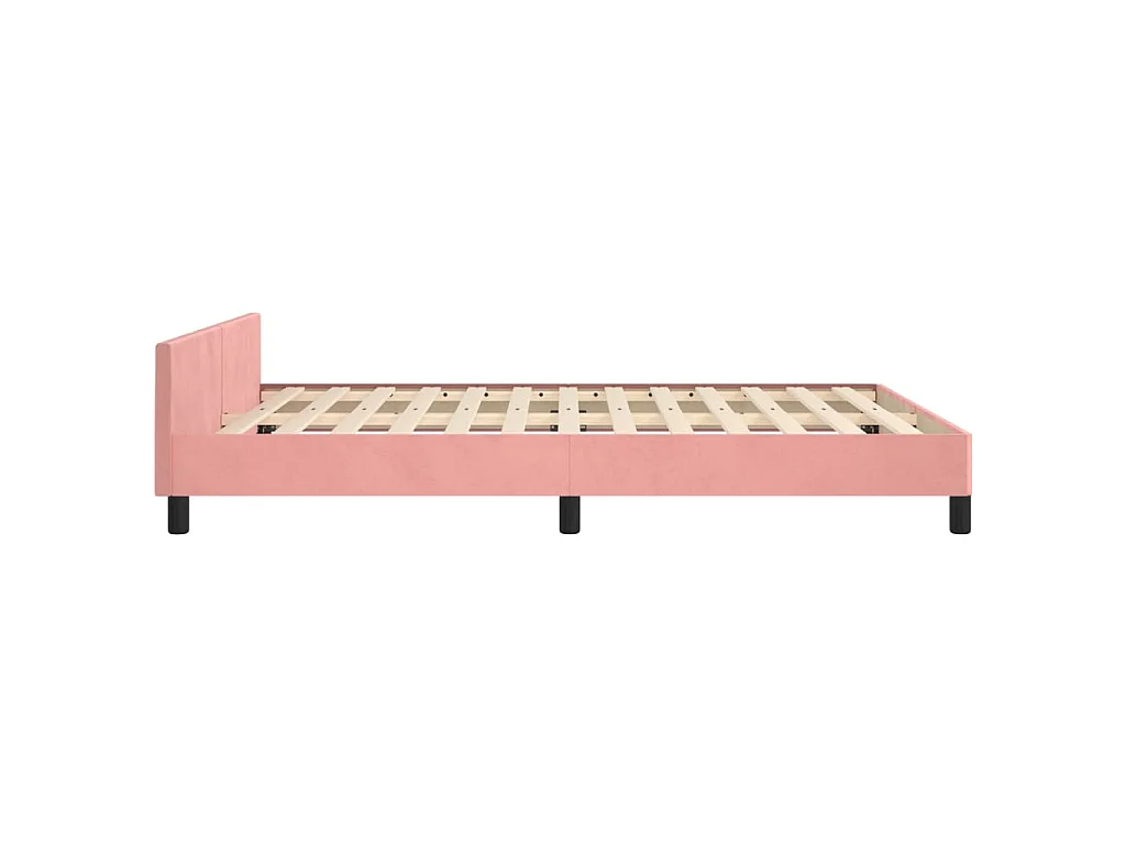 Bedframe met hoofdeinde fluweel roze 140x190 cm