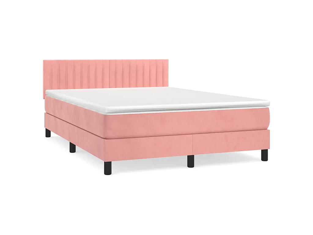 Boxspring met matras fluweel roze 140x200 cm