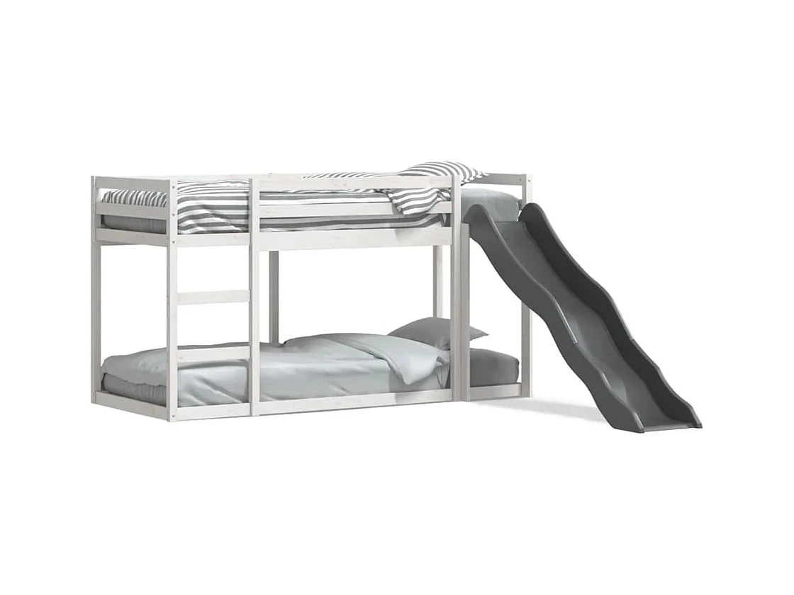 Lit superposé avec toboggan et échelle sans matelas 90x190 cm
