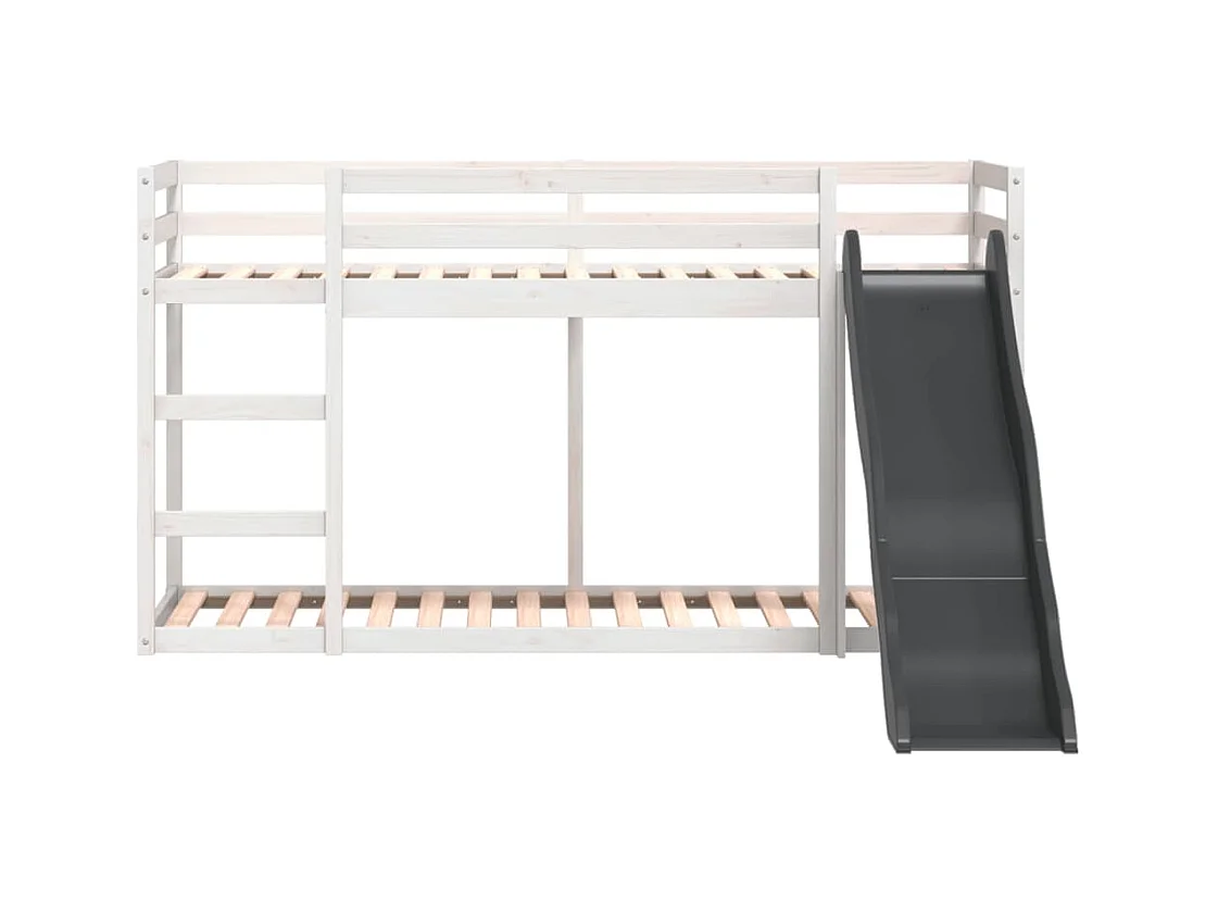 Lit superposé avec toboggan et échelle sans matelas 90x190 cm