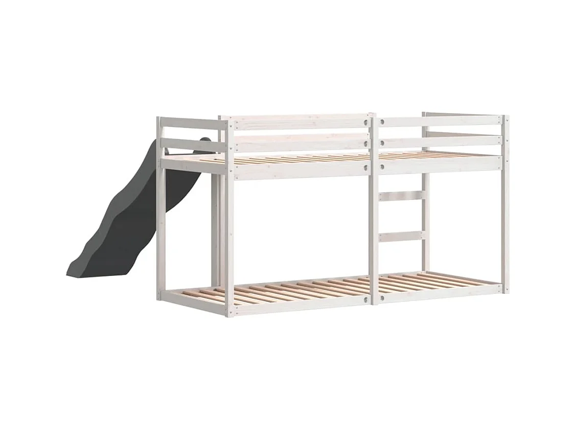 Lit superposé avec toboggan et échelle sans matelas 90x190 cm