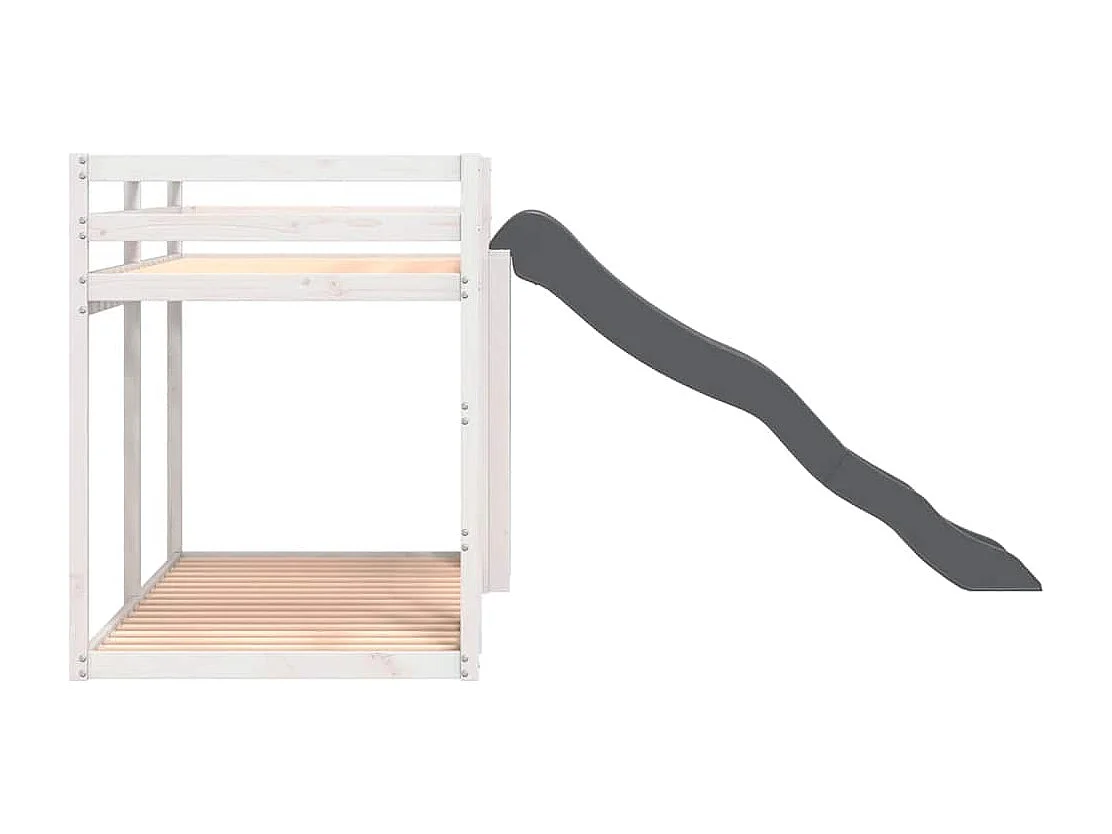 Lit superposé avec toboggan et échelle sans matelas 90x190 cm