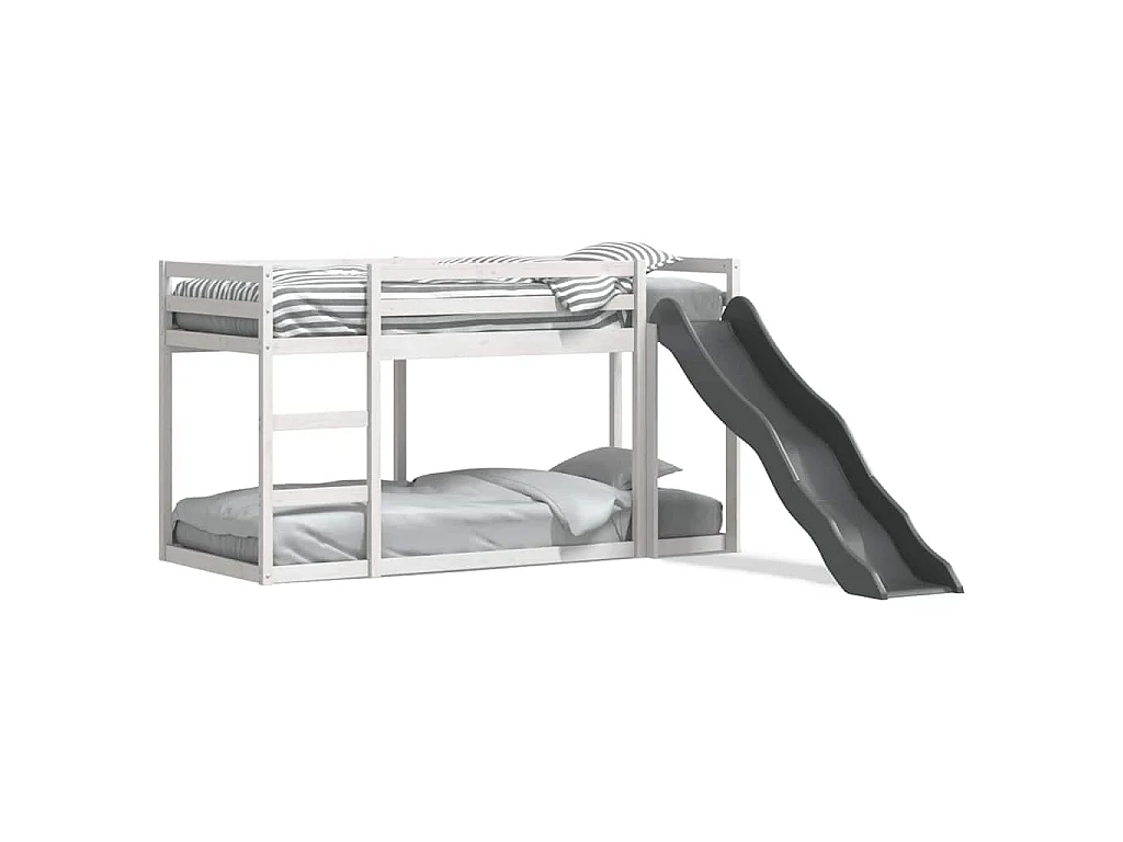 Lit superposé avec toboggan et échelle sans matelas 90x190 cm