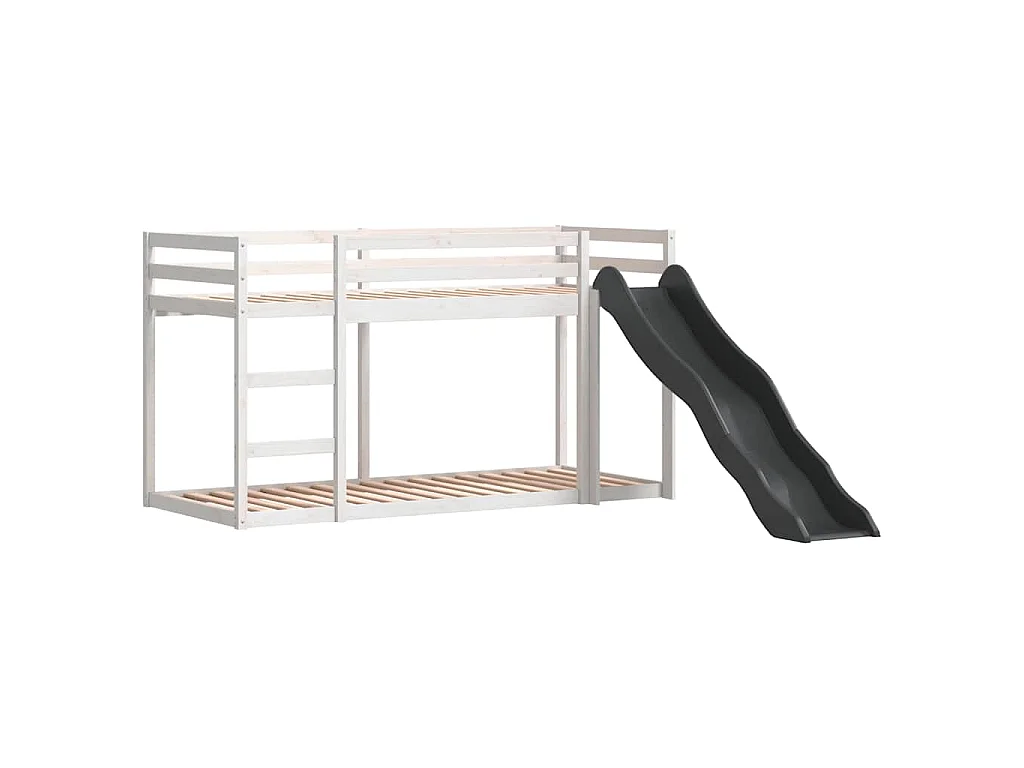 Lit superposé avec toboggan et échelle sans matelas 90x190 cm