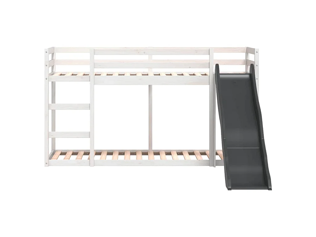 Lit superposé avec toboggan et échelle sans matelas 90x190 cm