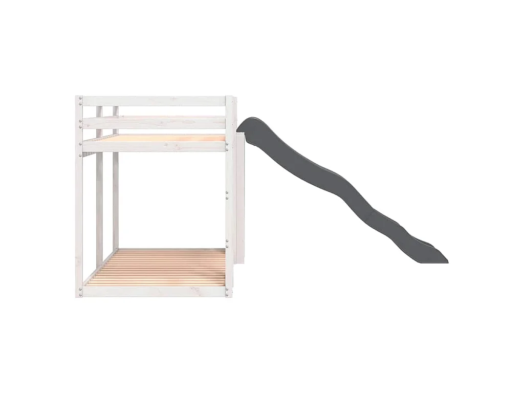 Lit superposé avec toboggan et échelle sans matelas 90x190 cm