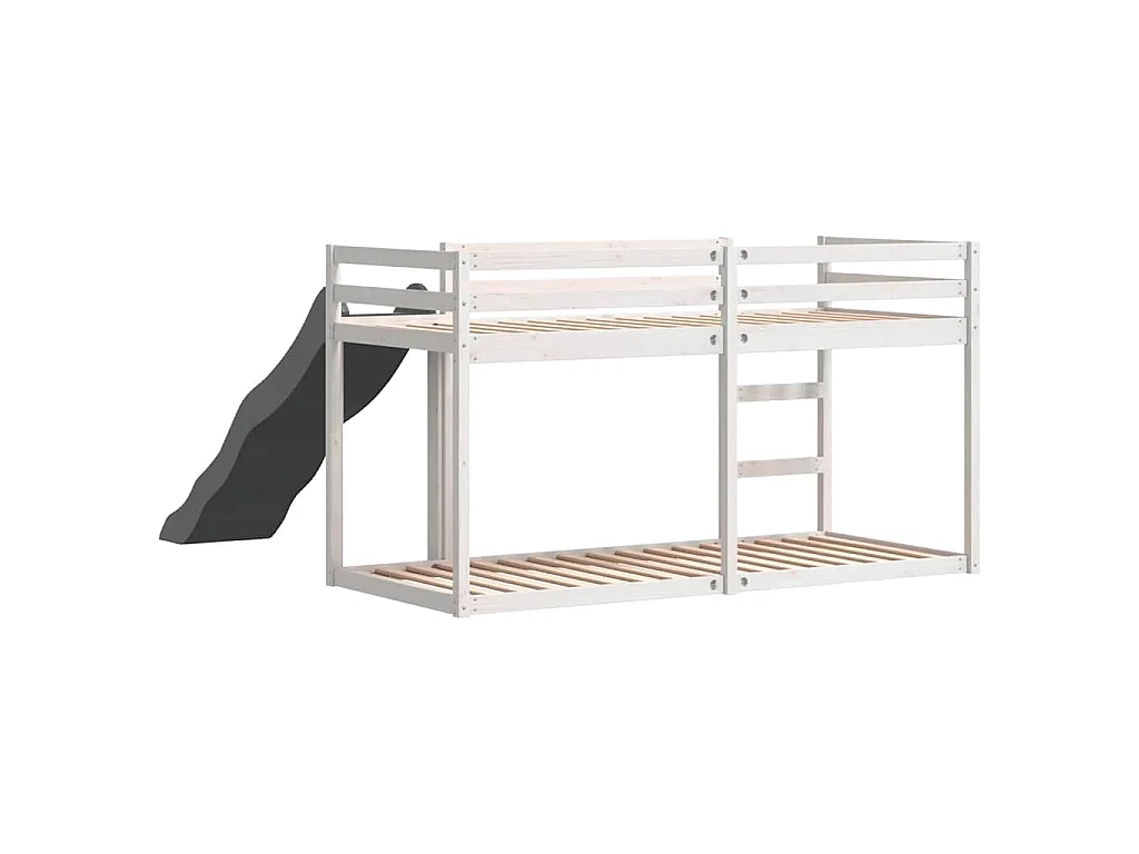Lit superposé avec toboggan et échelle sans matelas 90x190 cm