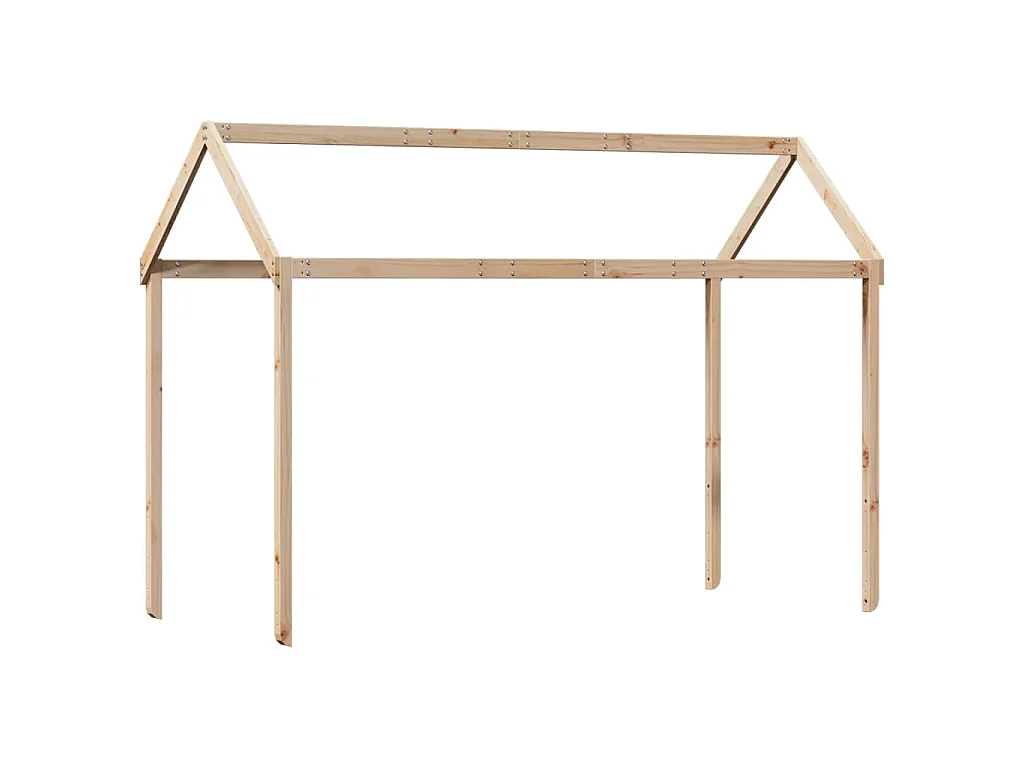 Letto a Castello con Tetto 80x200 cm in Legno Massello di Pino