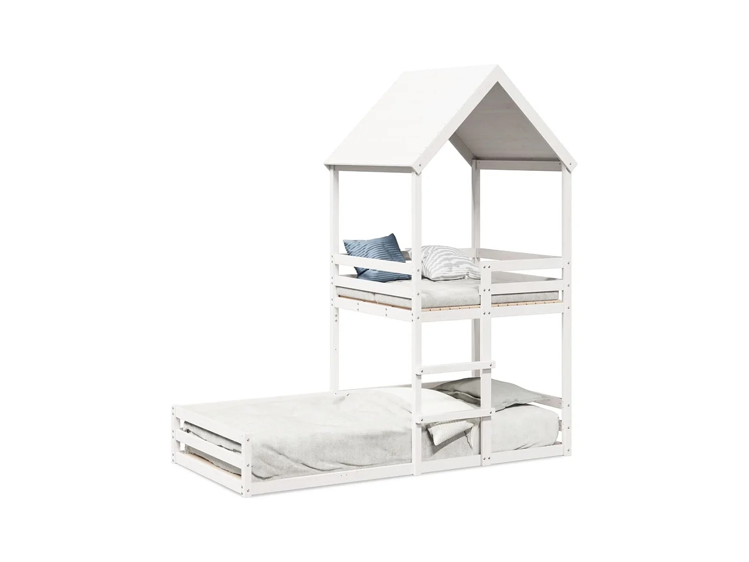 Lit superposé sans matelas blanc 90x200 cm bois de pin massif