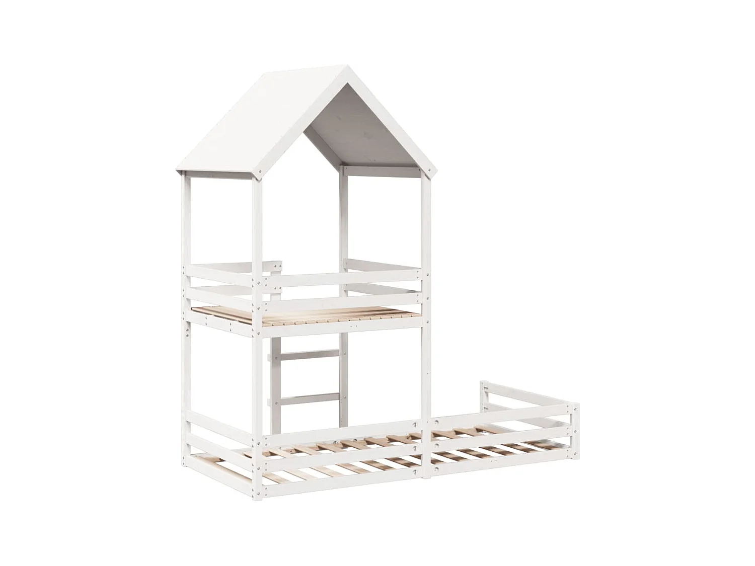 Lit superposé sans matelas blanc 90x200 cm bois de pin massif