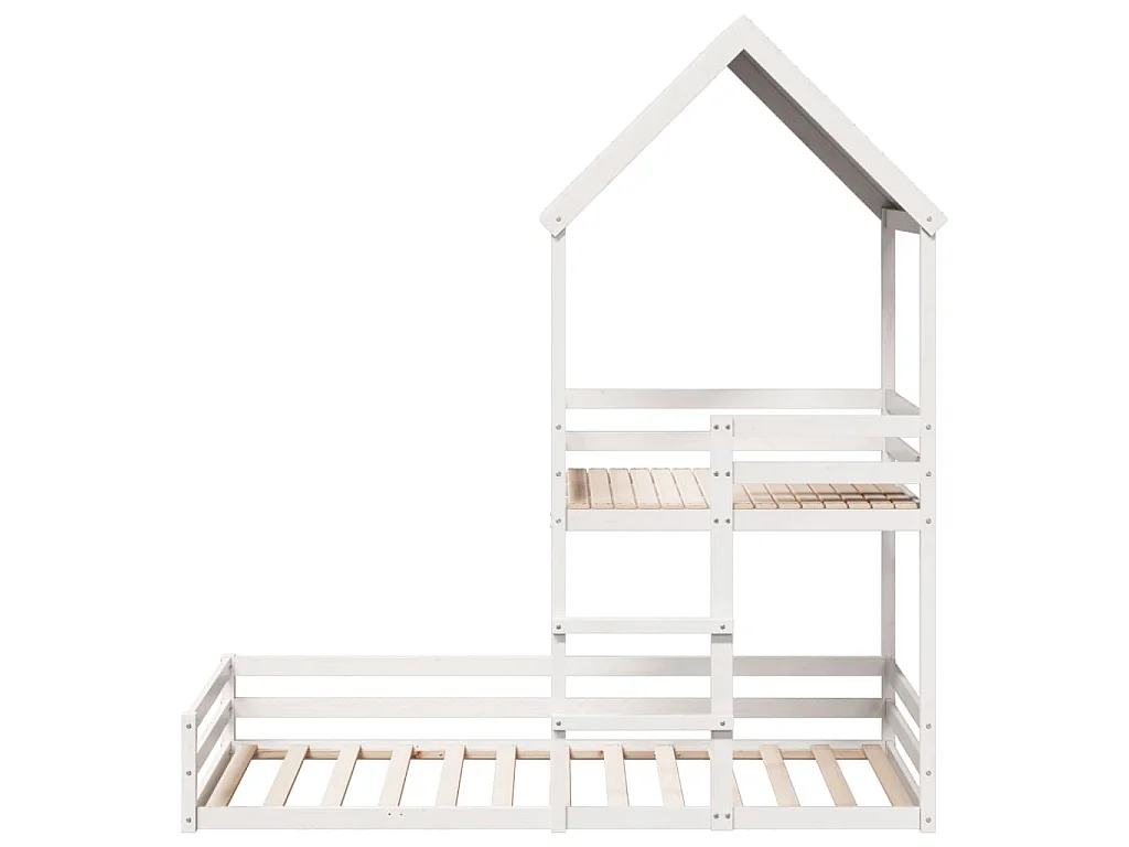 Lit superposé sans matelas blanc 90x200 cm bois de pin massif
