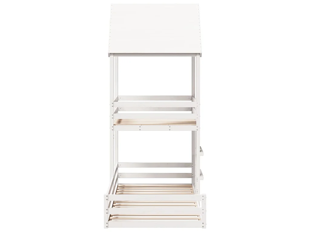 Lit superposé sans matelas blanc 90x200 cm bois de pin massif