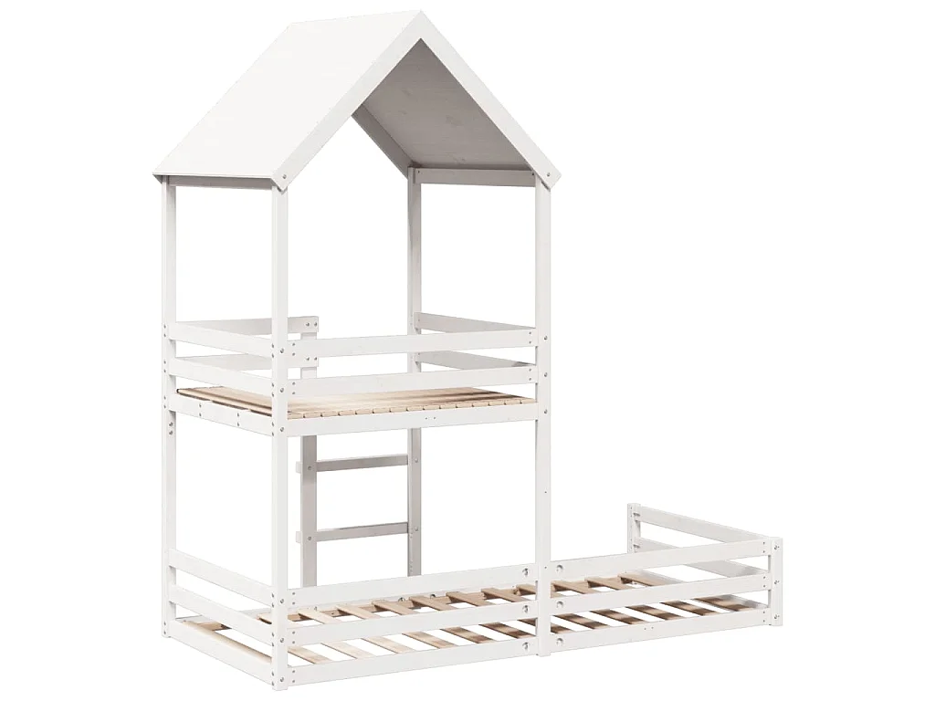 Lit superposé sans matelas blanc 90x200 cm bois de pin massif