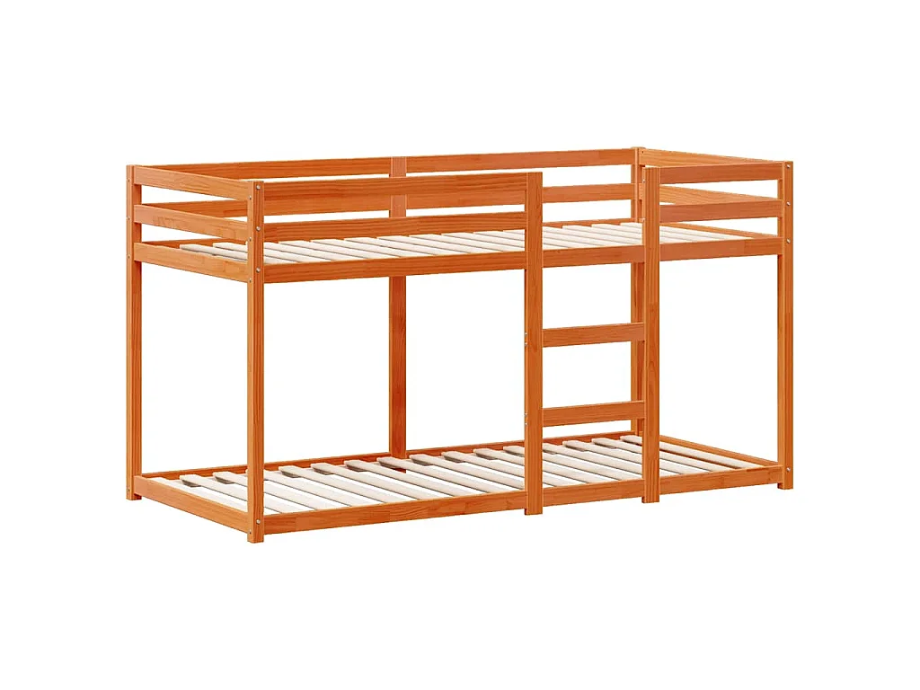 Etagenbett mit Dach Wachsbraun 80x200 cm Massivholz Kiefer