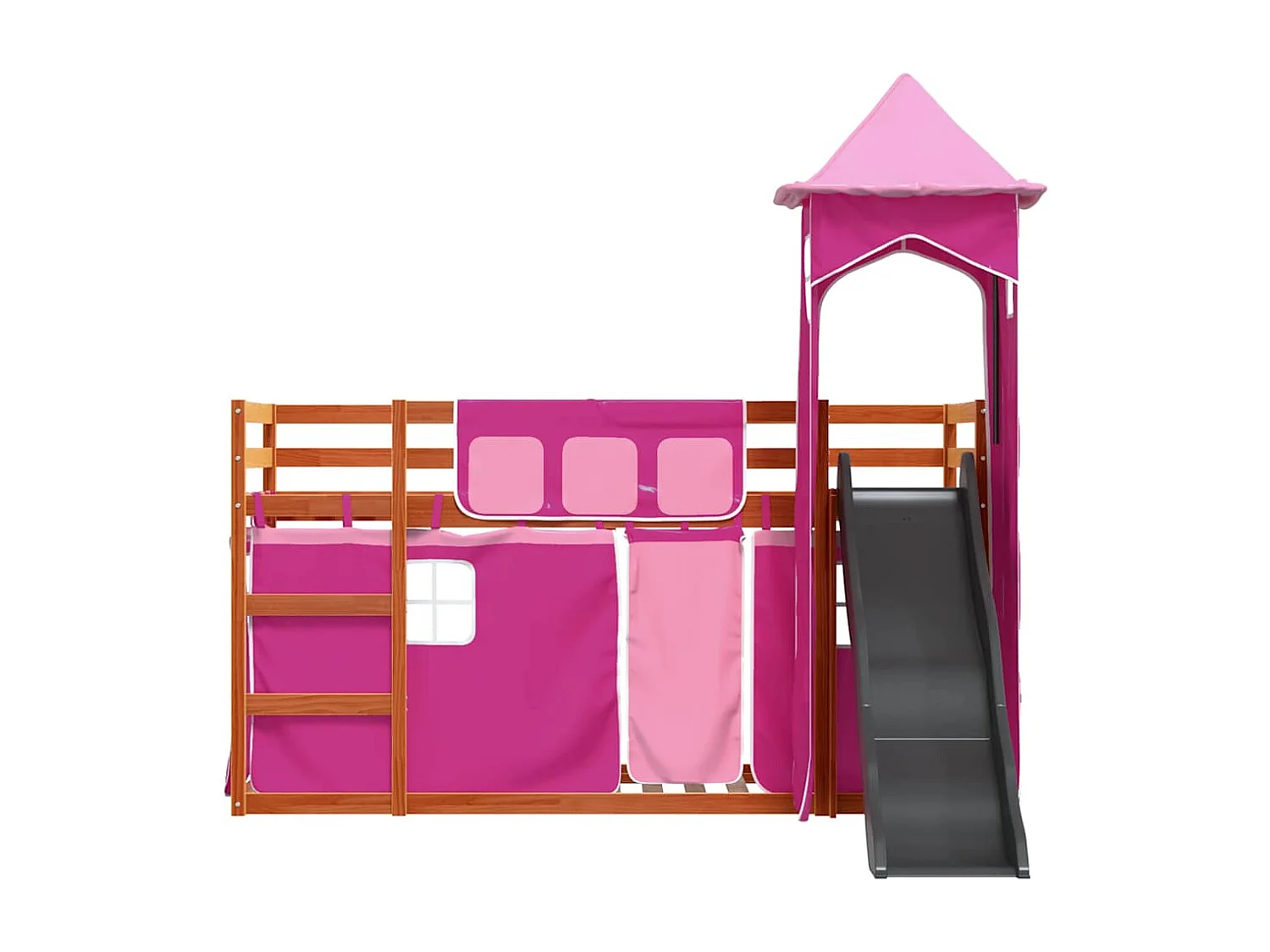 Beliche com escorrega e cortinas 90x200 cm rosa