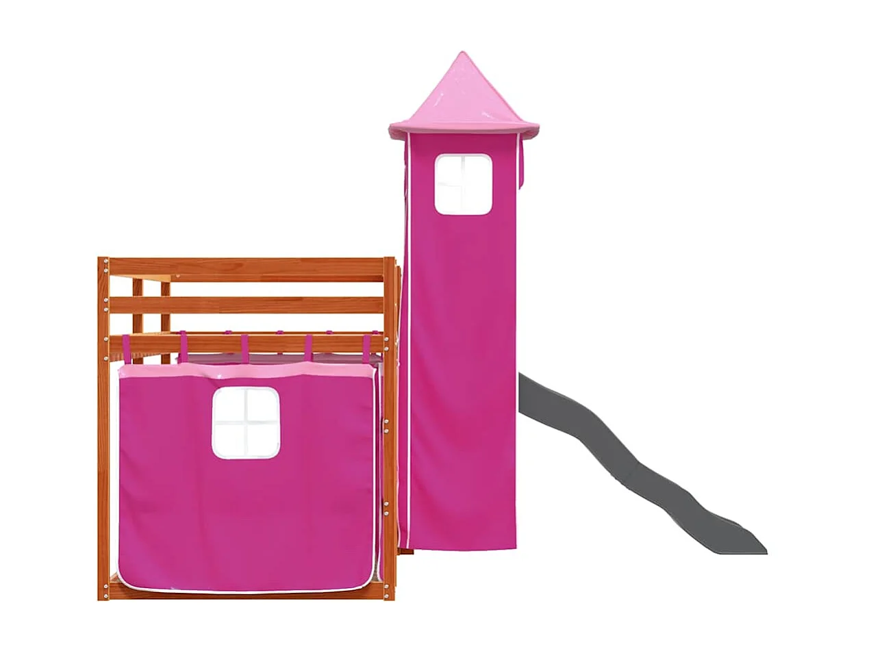 Beliche com escorrega e cortinas 90x200 cm rosa