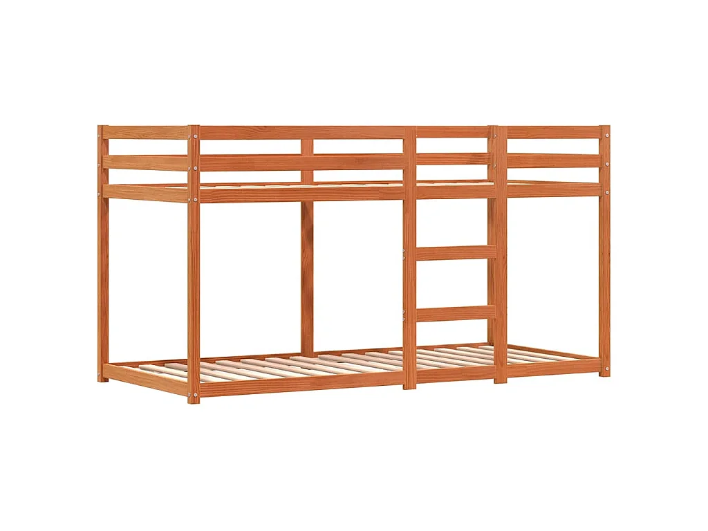 Lit superposé sans matelas marron et noir 90x200 cm bois de pin massif