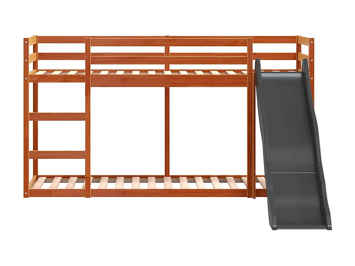 Lit superposé avec toboggan et échelle sans matelas 90x200 cm