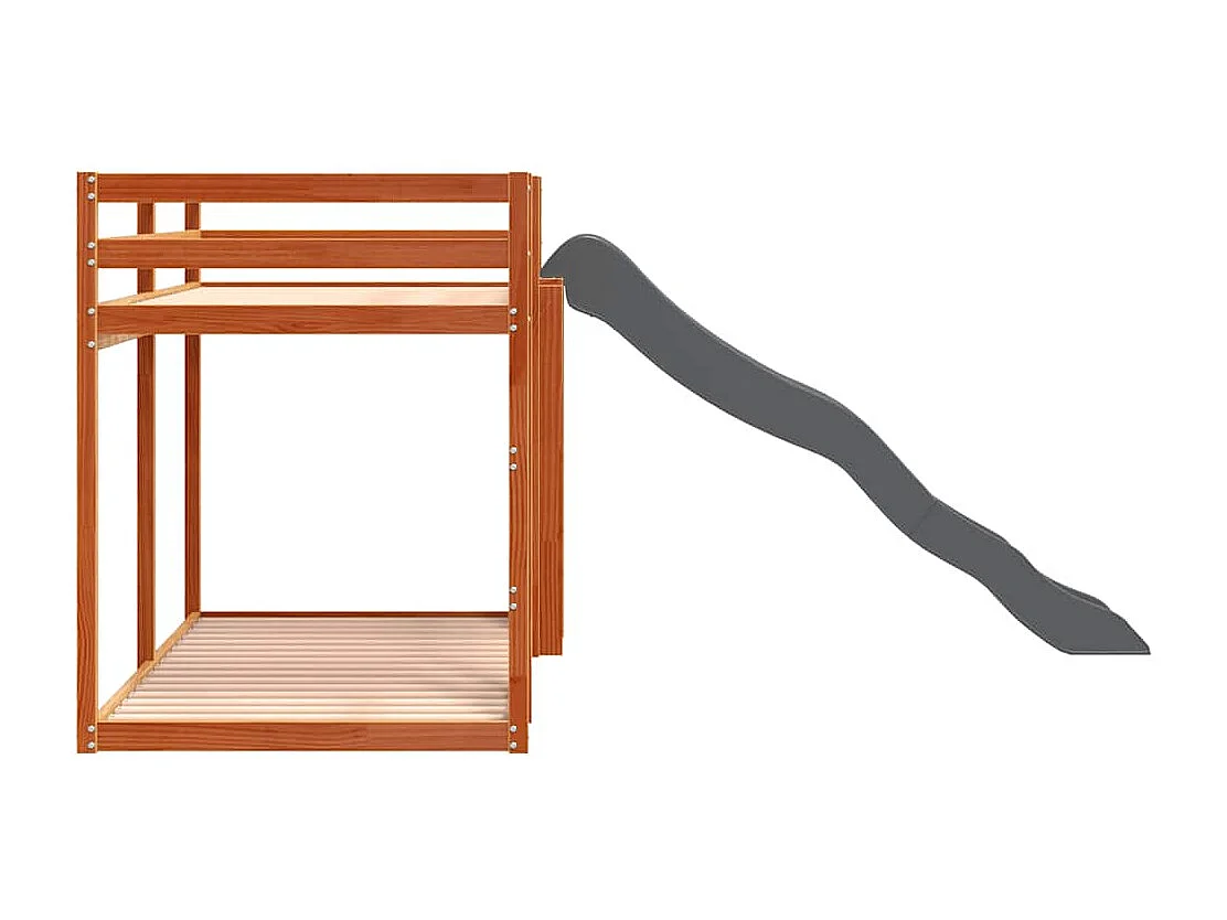 Lit superposé avec toboggan et échelle sans matelas 90x200 cm