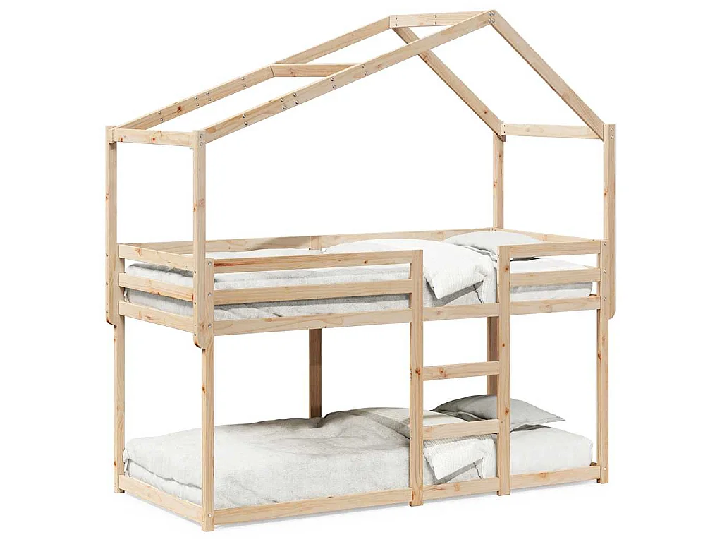 Letto a Castello senza Materasso 90x200cm Massello Pino