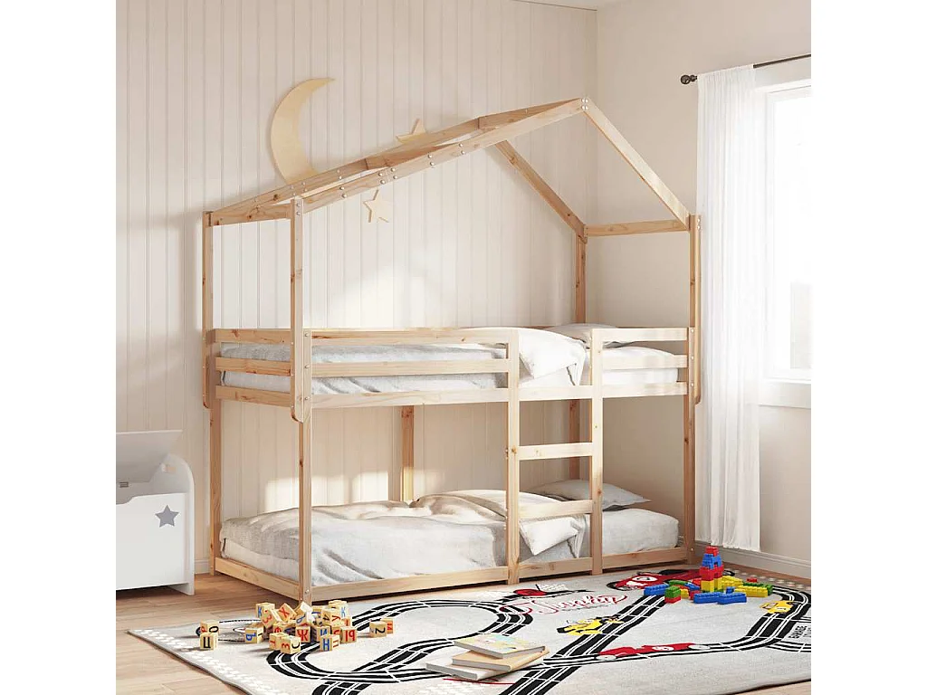 Letto a Castello senza Materasso 90x200cm Massello Pino