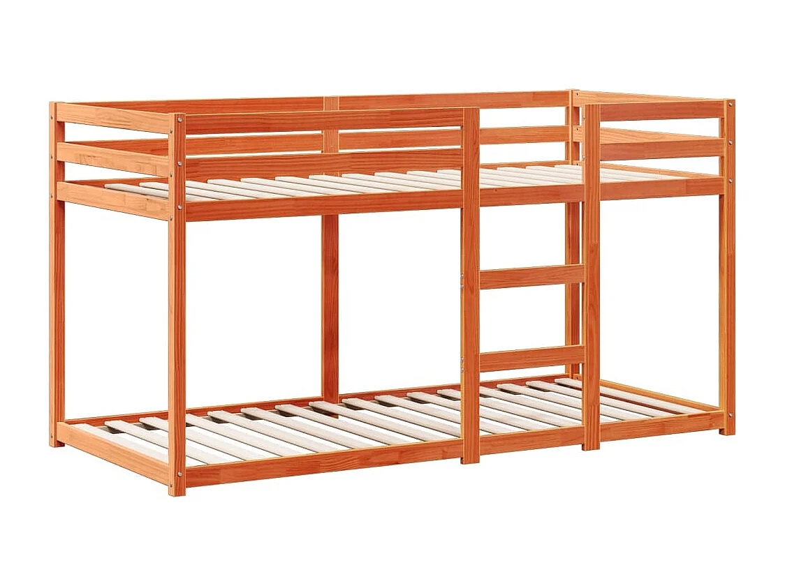 Etagenbett mit Dach Wachsbraun 80x200 cm Massivholz Kiefer