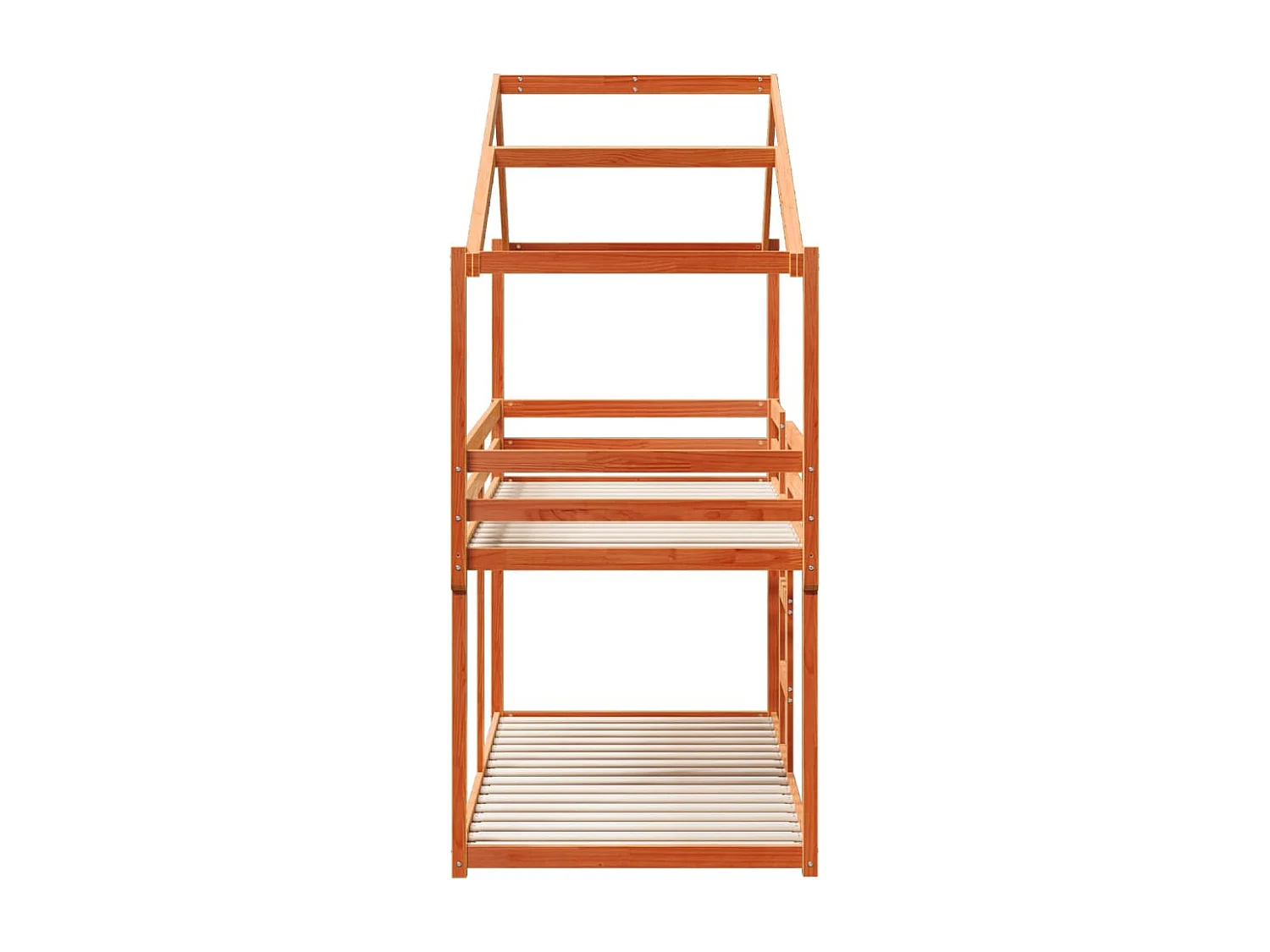 Etagenbett mit Dach Wachsbraun 80x200 cm Massivholz Kiefer
