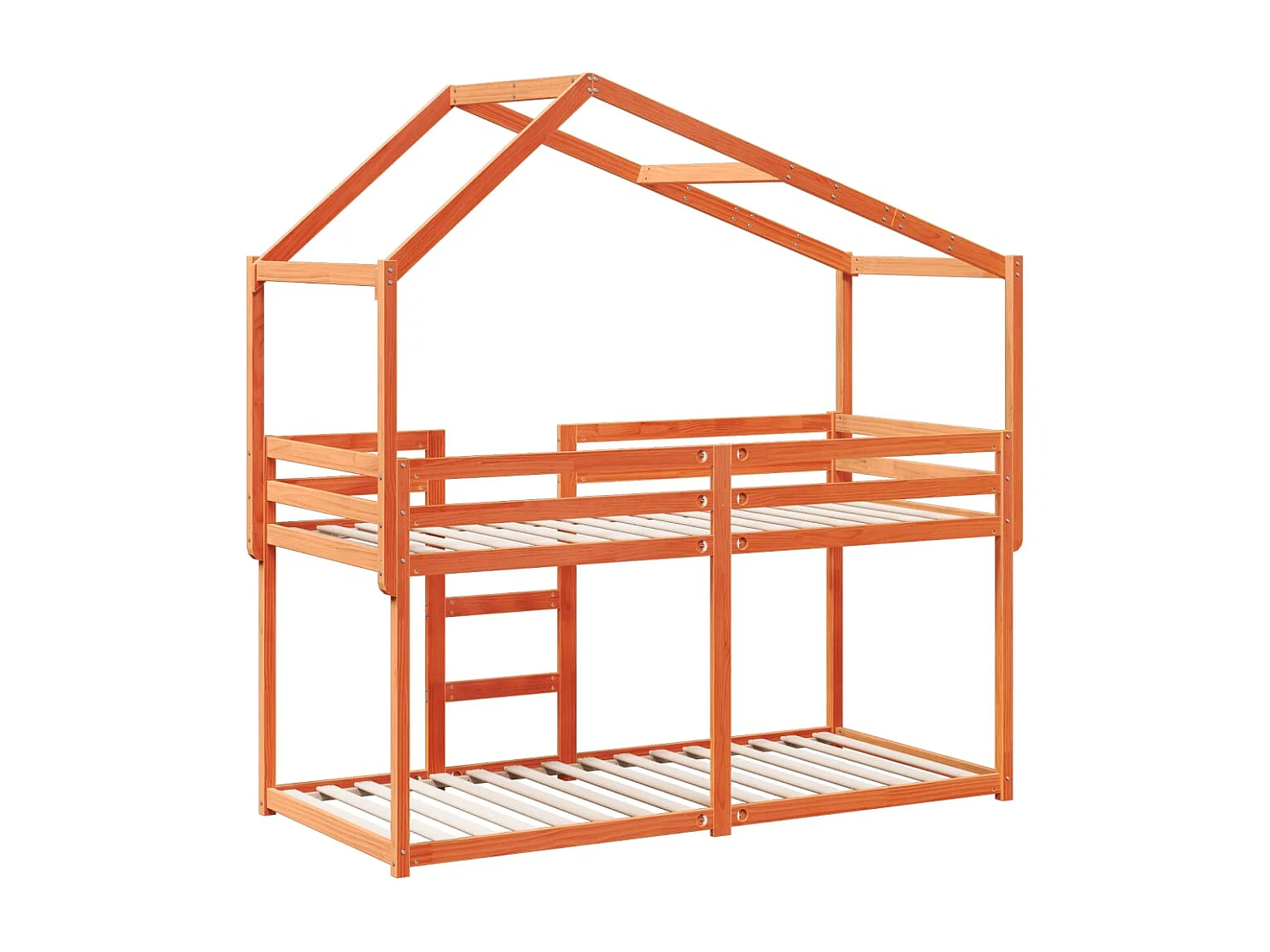 Etagenbett mit Dach Wachsbraun 80x200 cm Massivholz Kiefer