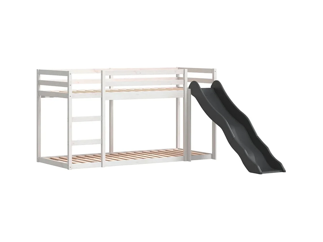Lit superposé avec toboggan et échelle sans matelas 80x200 cm