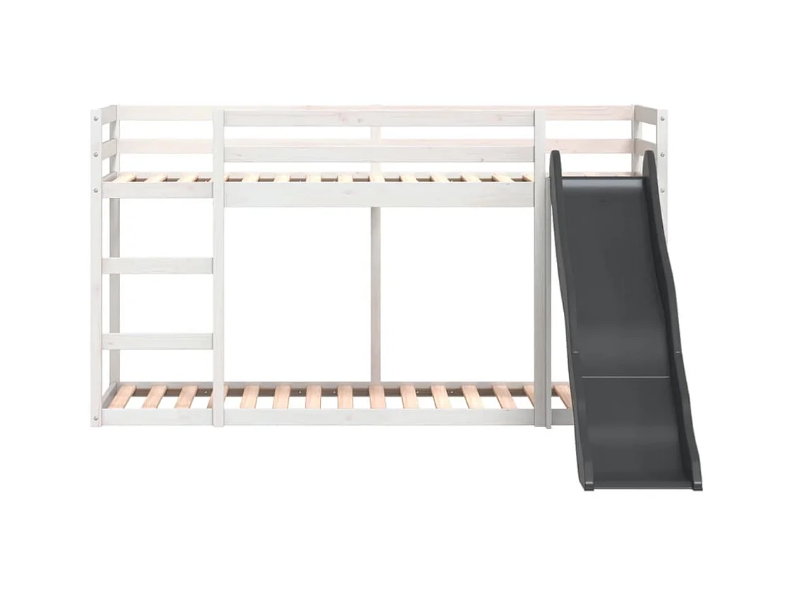 Lit superposé avec toboggan et échelle sans matelas 80x200 cm