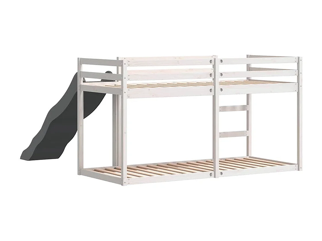 Lit superposé avec toboggan et échelle sans matelas 80x200 cm