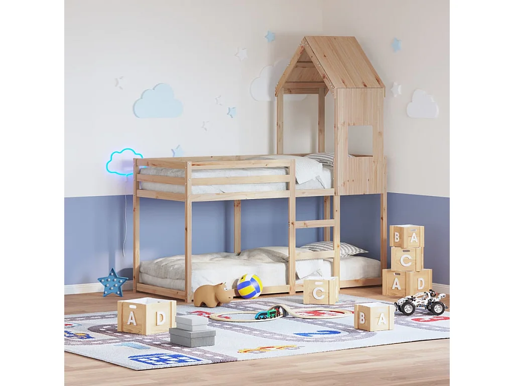 Letto a Castello senza Materasso 90x190 cm Legno di Pino