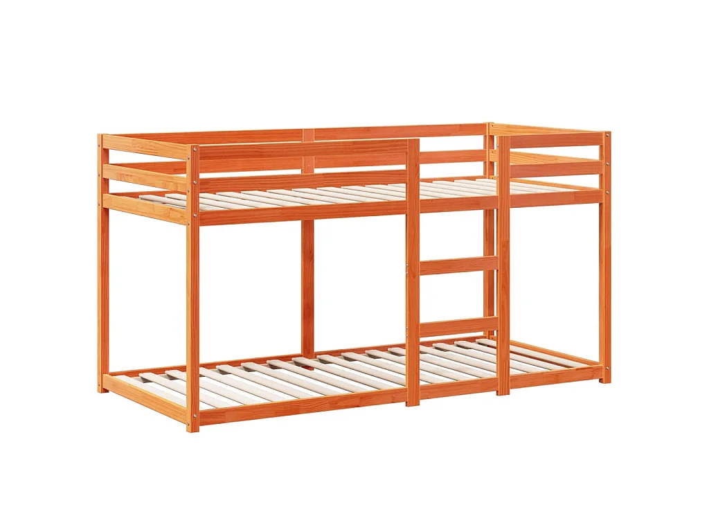 Etagenbett mit Dach Wachsbraun 80x200 cm Massivholz Kiefer