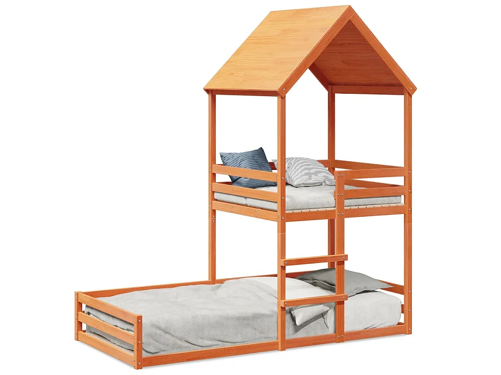 Lit superposé sans matelas cire marron 80x200 cm pin massif