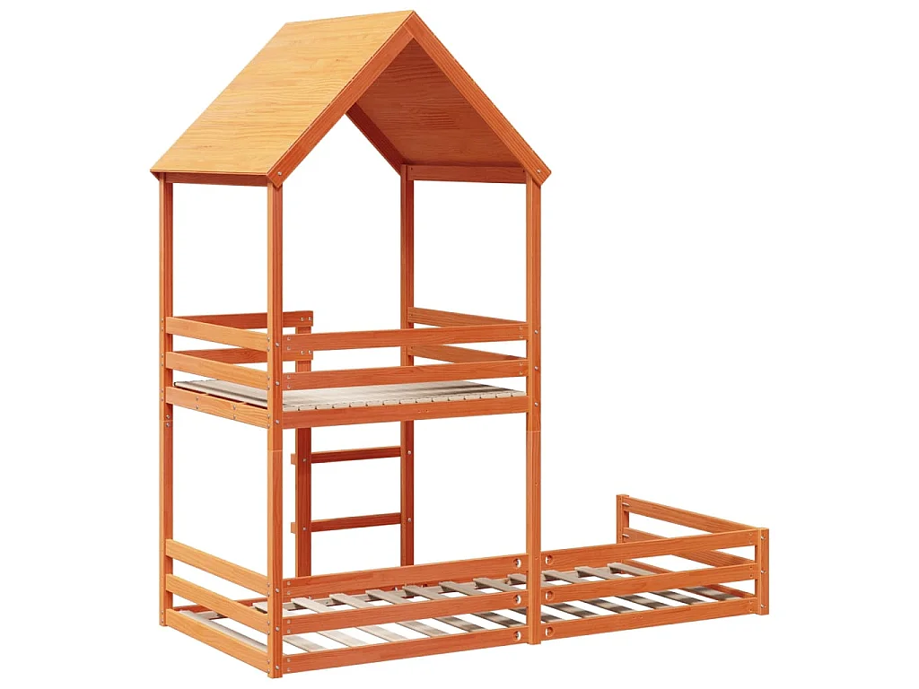 Lit superposé sans matelas cire marron 80x200 cm pin massif