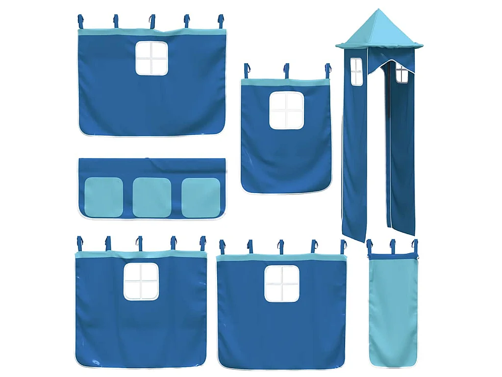 Lit superposé sans matelas avec toboggan et rideaux 90x190 cm