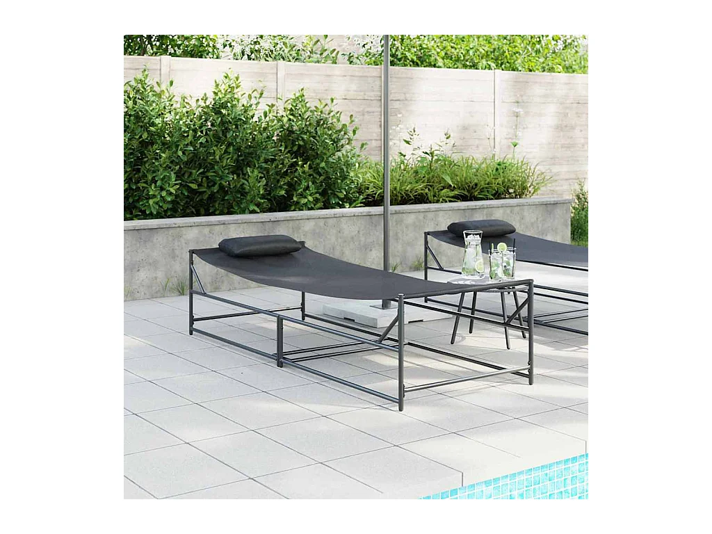 Transat Anthracite 200 x 74 x 73 cm Textilène, acier