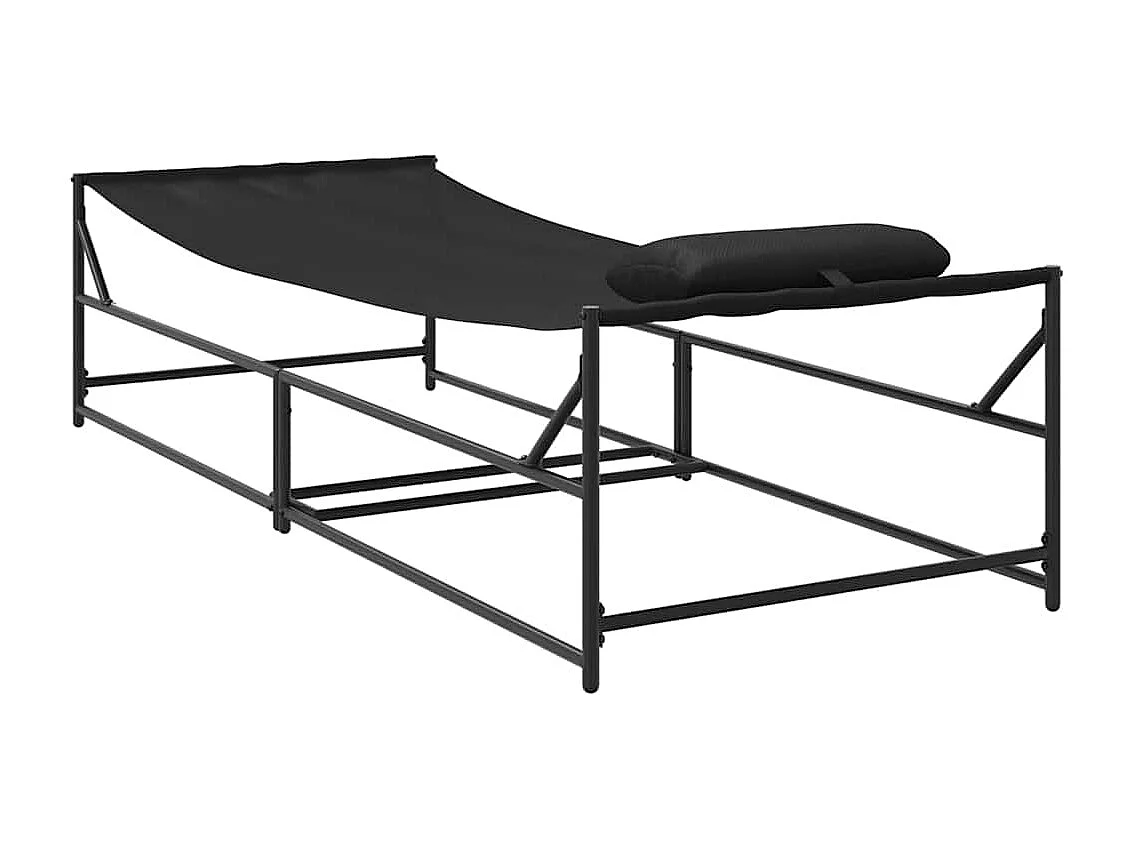 Tuin Zonnebed met kussen 2 pcs Zwart Gepoedercoat staal