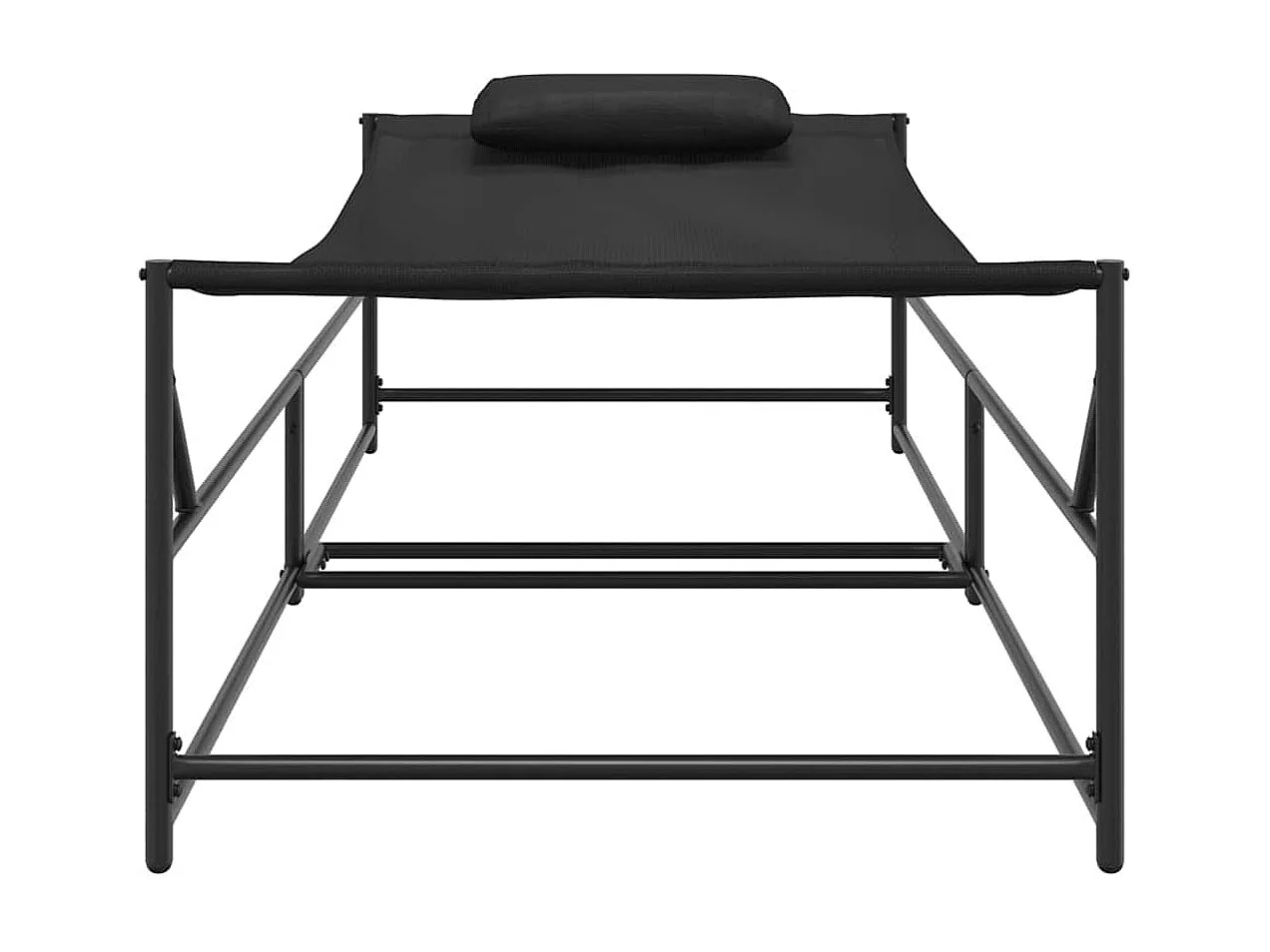 Tuin Zonnebed met kussen 2 pcs Zwart Gepoedercoat staal