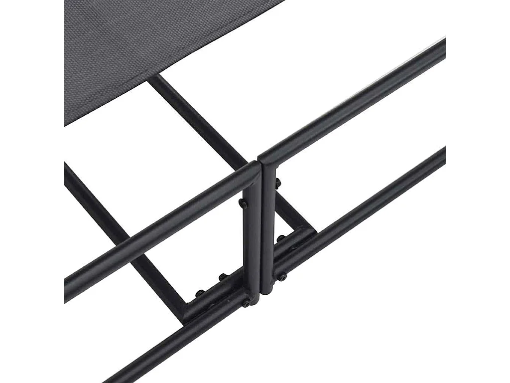 Tuin Zonnebed met kussen 2 pcs Zwart Gepoedercoat staal