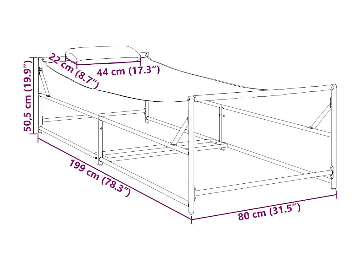 Tuin Zonnebed met kussen 2 pcs Zwart Gepoedercoat staal
