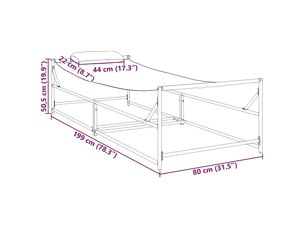 Tuin Zonnebed met kussen 2 pcs Zwart Gepoedercoat staal