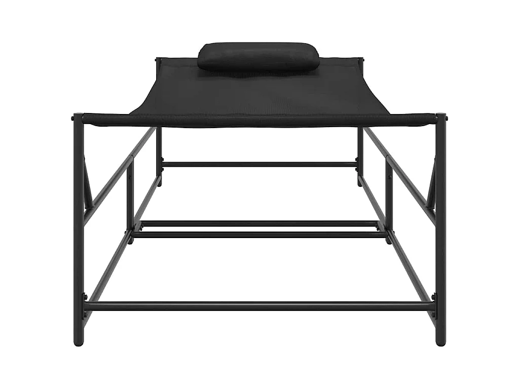 Tuin Zonnebed met kussen 2 pcs Zwart Gepoedercoat staal
